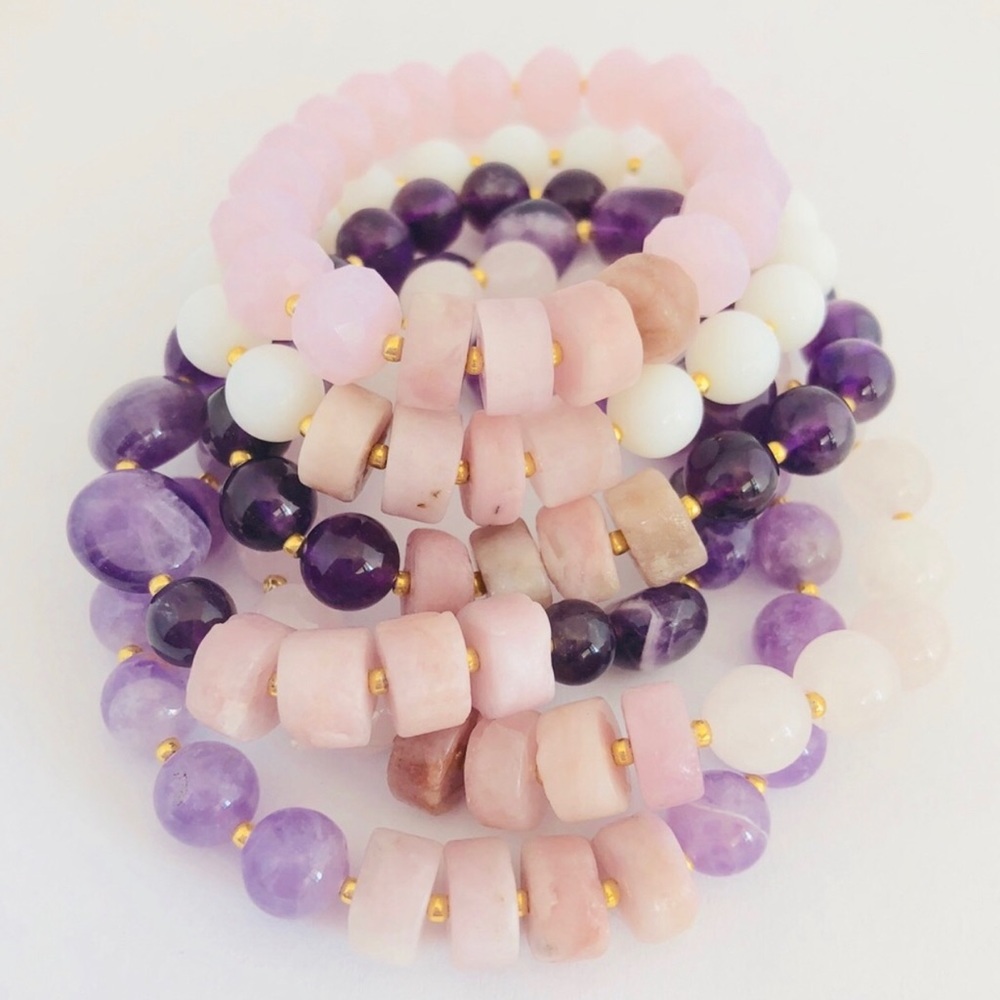 GEMSTONE | Kunzite Amethyst Rose Quartz Bracelet